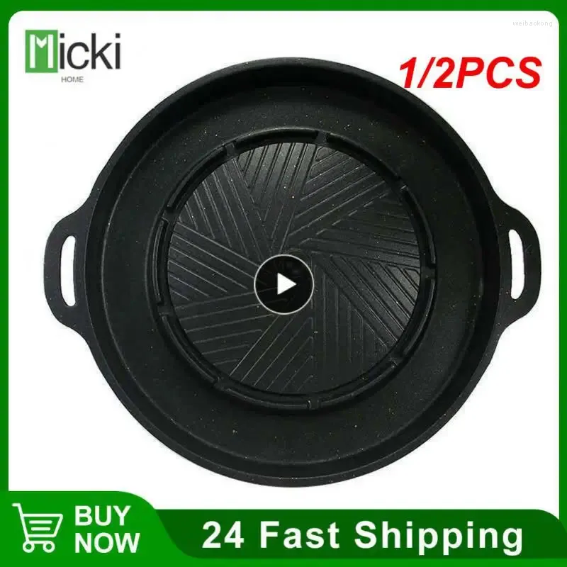 Pans 1/2PCS Korean Cassette Grill Pan Non-stick Aluminum Alloy Round Shabu-grilled Pot Oil Leaking Camping BBQ Grilling