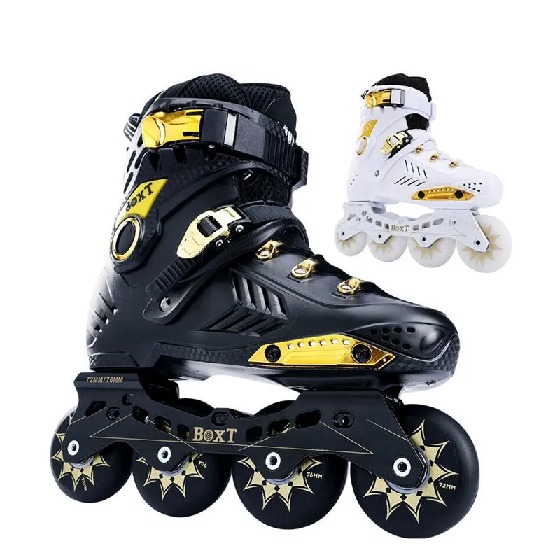 Nouveauté BOXT LED Shine étudiants patins chaussures 90A 76mm 80mm Slalom patinage Patines garçons filles rouleau en ligne blanc noir or