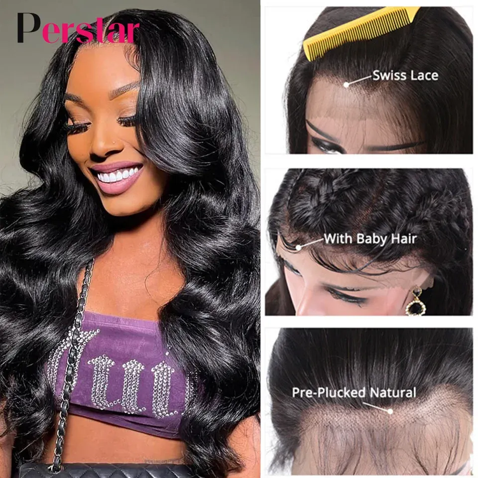 Pastar Body Wave Spitzenfront menschliches Haar Perücken für Frauen indisches Haar Körper Wellenperücken vorgezogen 13x4 Spitze Frontalperücke 180% Dichte