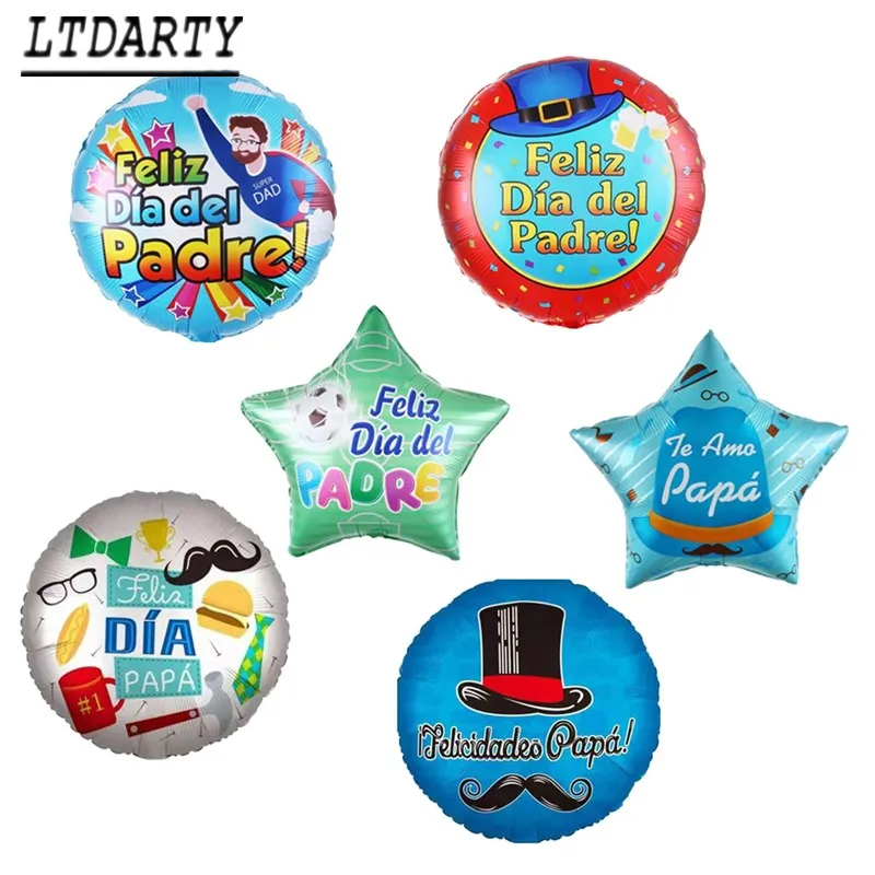 5pcs von 18-Zoll spanischen glücklichen Vatertag Luftballons Feliz Dia Super Dad Helium Balloons Vater Vater Mutter Party Dekoration