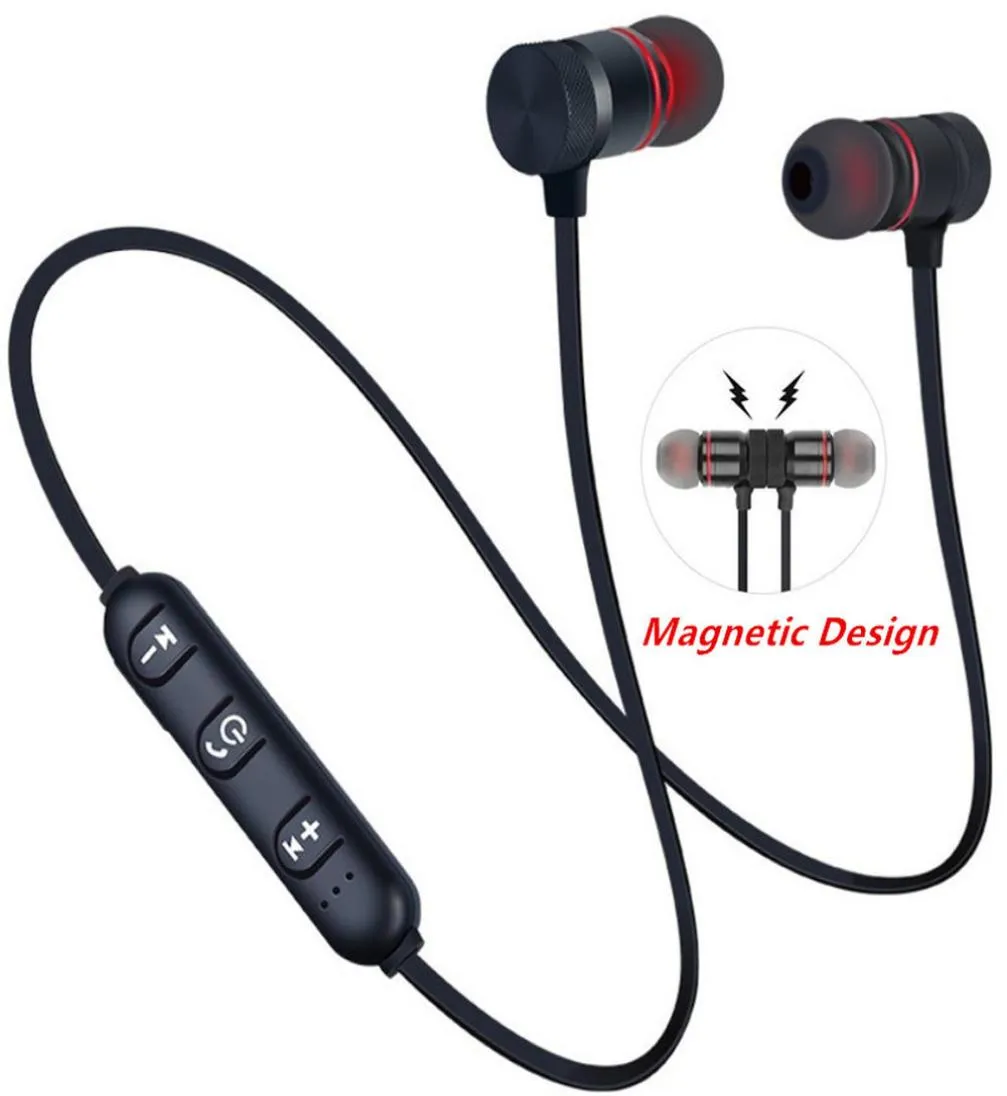 50 fones de ouvido Bluetooth Sports de pescoço magnético Earbuds sem fio magnéticos fones de ouvido de metal com microfone para todos os telefones 7782411