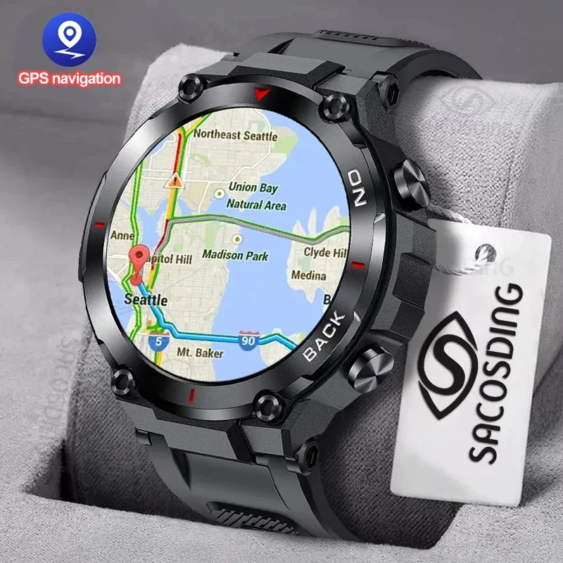 Kijkt nieuwe GPS -positie Men Smart Watch Militaire Outdoor Sport Fitness Super Long Standby Smartwatch IP68 Swimming Man Kijk voor Xiaomi