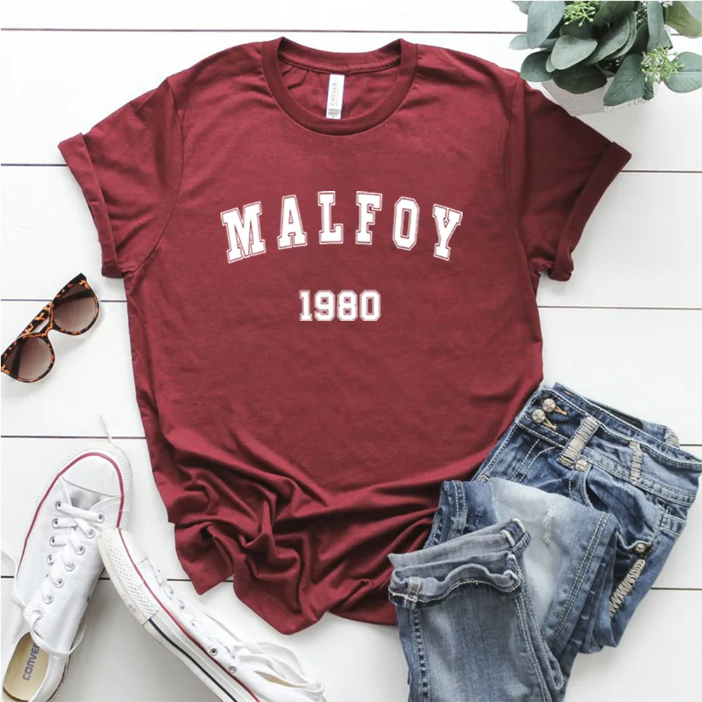 Malfoy1980 T-shirt Magic Movie Inspired Wizard World Shirt Vintage Magic Wizard School Tees Women Draco Malfoy koszulki