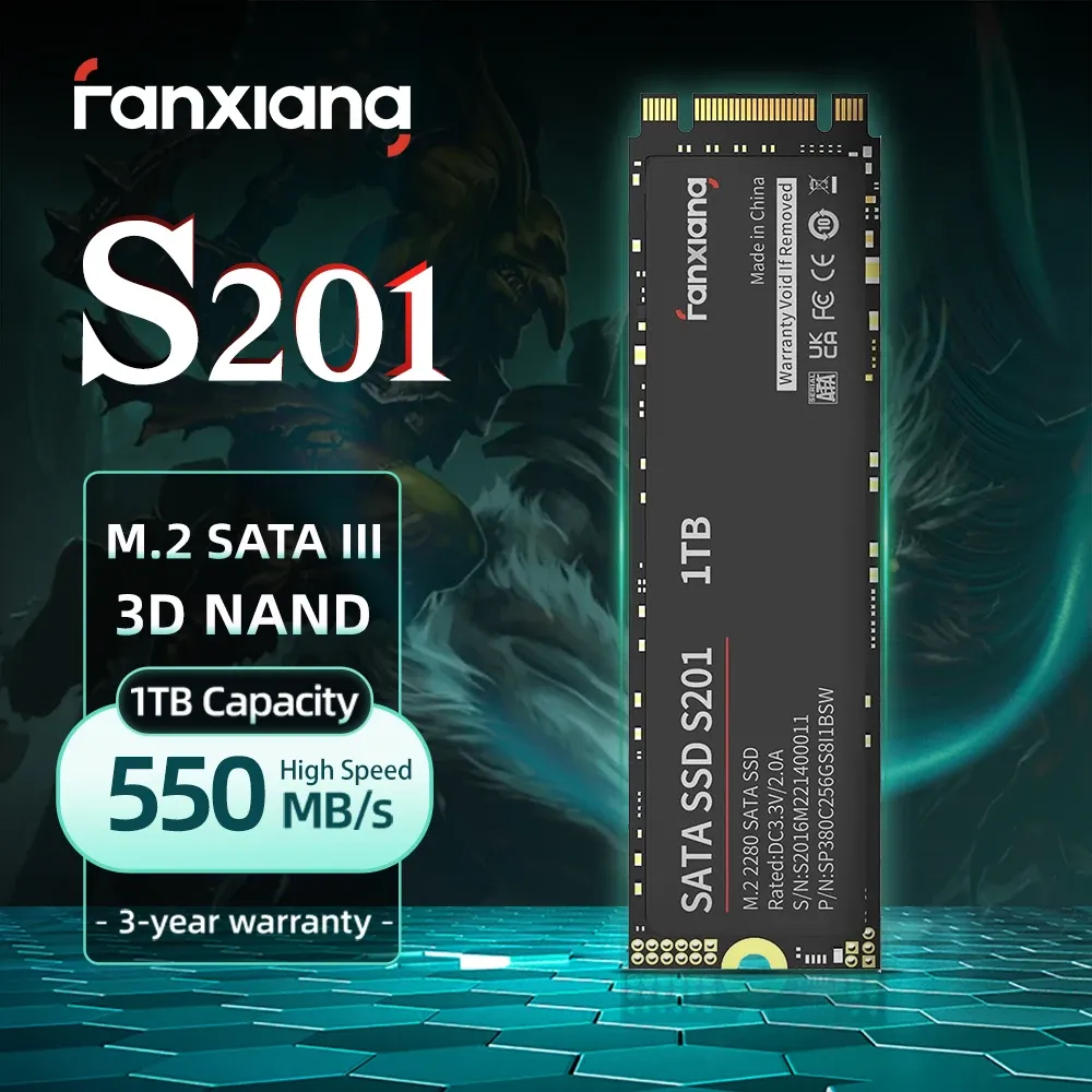 Azionamenti FANXIANG S201 550MB/S M.2 SSD 1TB 512GB 256GB M2 SATAIII NGFF 3D TLC Disco solido a stato solido disco rigido per laptop desktop