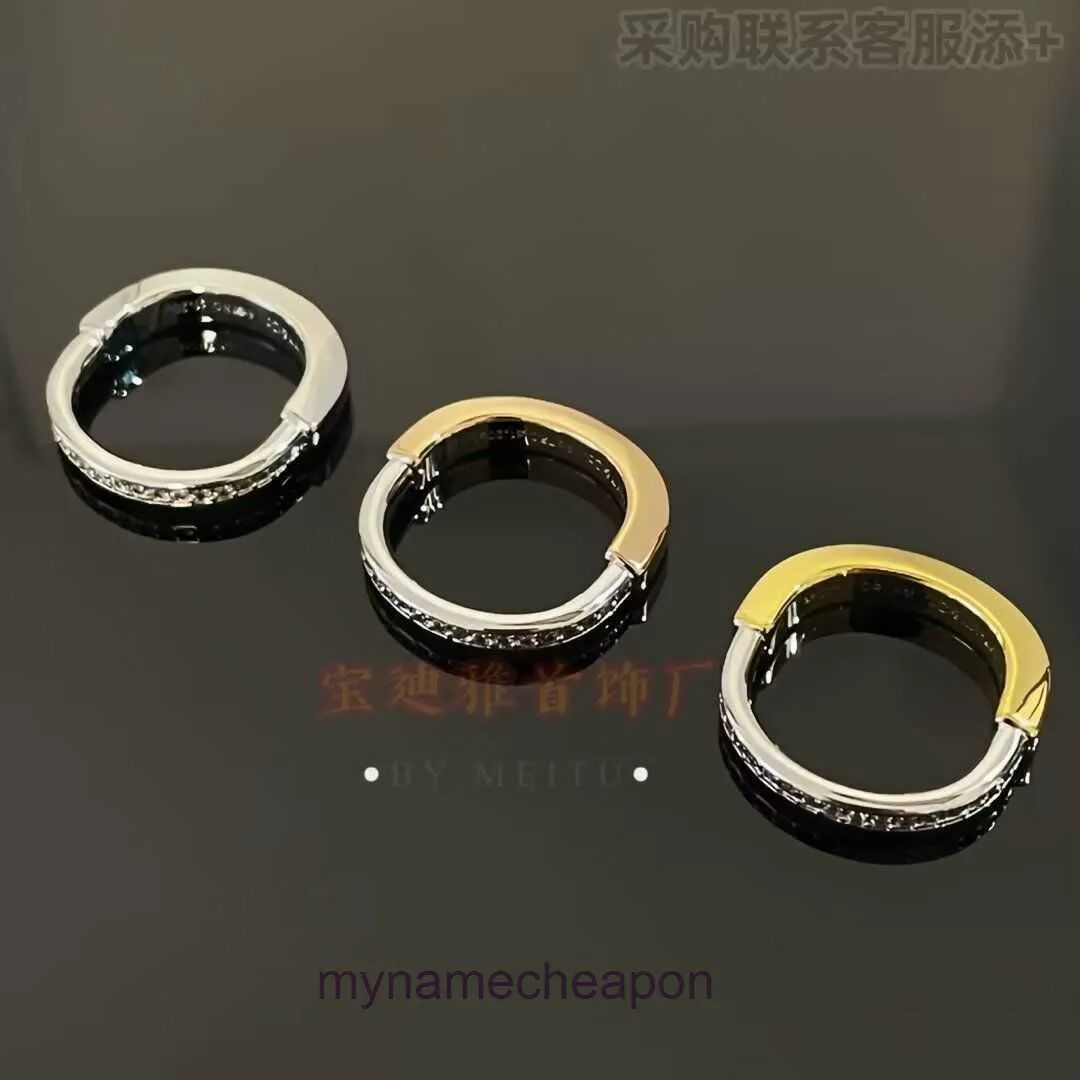 Top grade Designer rings for women Tifancy Same Ushaped Lock Ring New Half Diamond Lock Ring High Edition Interdiamond Ring All One Style Original 1:1 With real logo