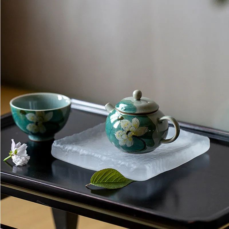 150 ml boutique handmålad lotus keramisk te potten underglasyr färg sångare kruka med filter te maker liten potten kung fu teaware