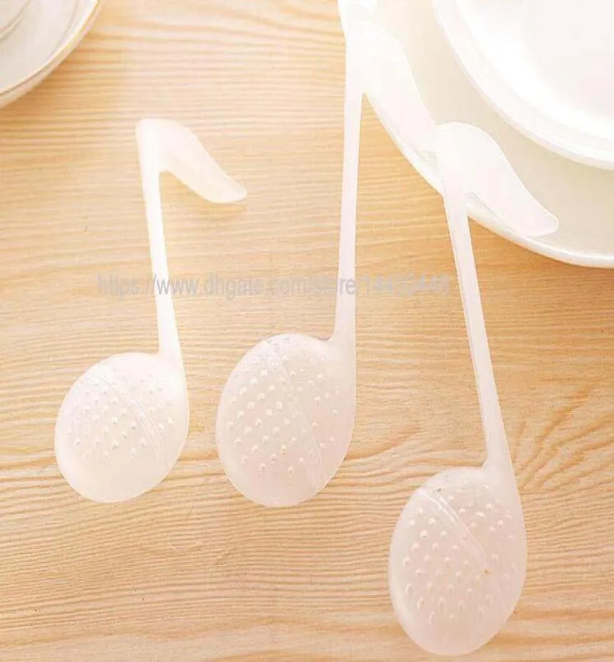 50st Novelty Music Note Plastic Tespoon Tea Spoon tesked Filter TEA Infuser Tea Strain Sile Diffuser White6966648