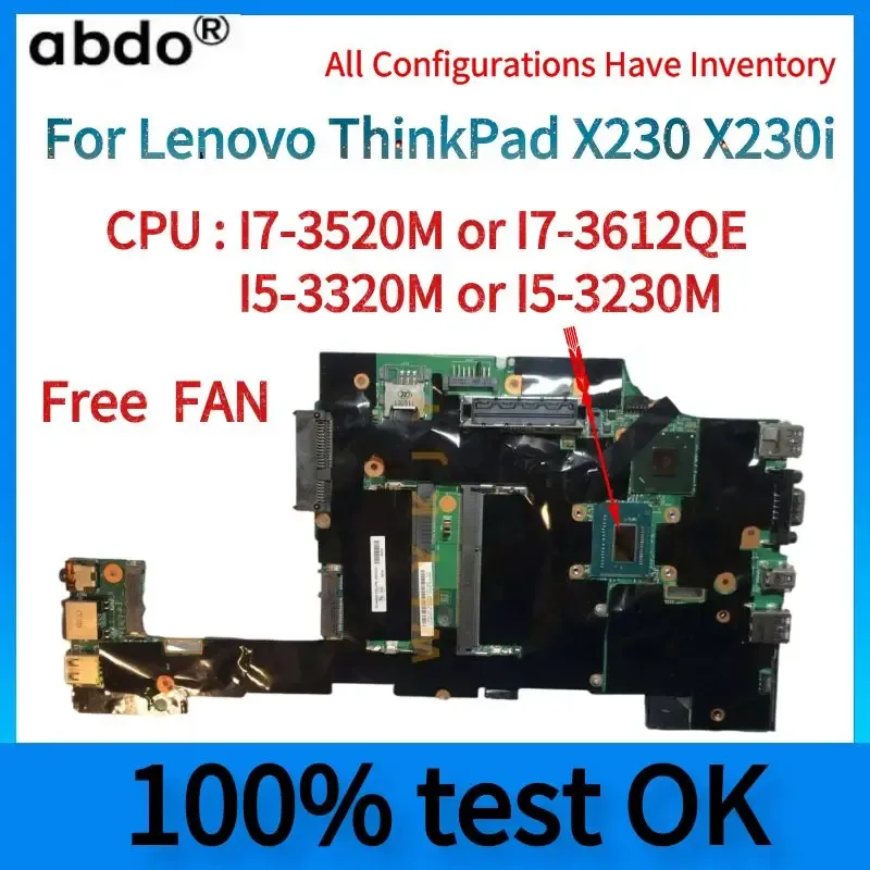 Lenovo ThinkPad X230 X230I Dizüstü Bilgisayar Anakart. Ücretsiz fan.% 100 test çalışması