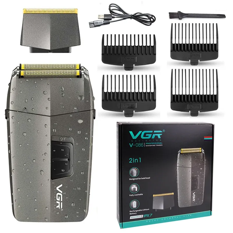 Rakare VGR Cordless Barber Hair Electric Shaver för män Skägg Body Hair Trimmer Rechargeble Razor Bald Head Fade Shaving Machine