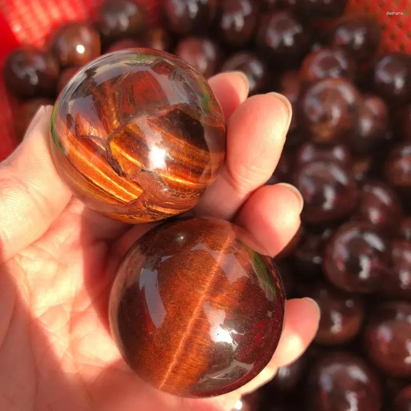Decorative Figurines 2 Natural Red Tiger Eye Stone Sphere Aroud 40mm Crystal Healing Ball Hand Massage Smooth Balls