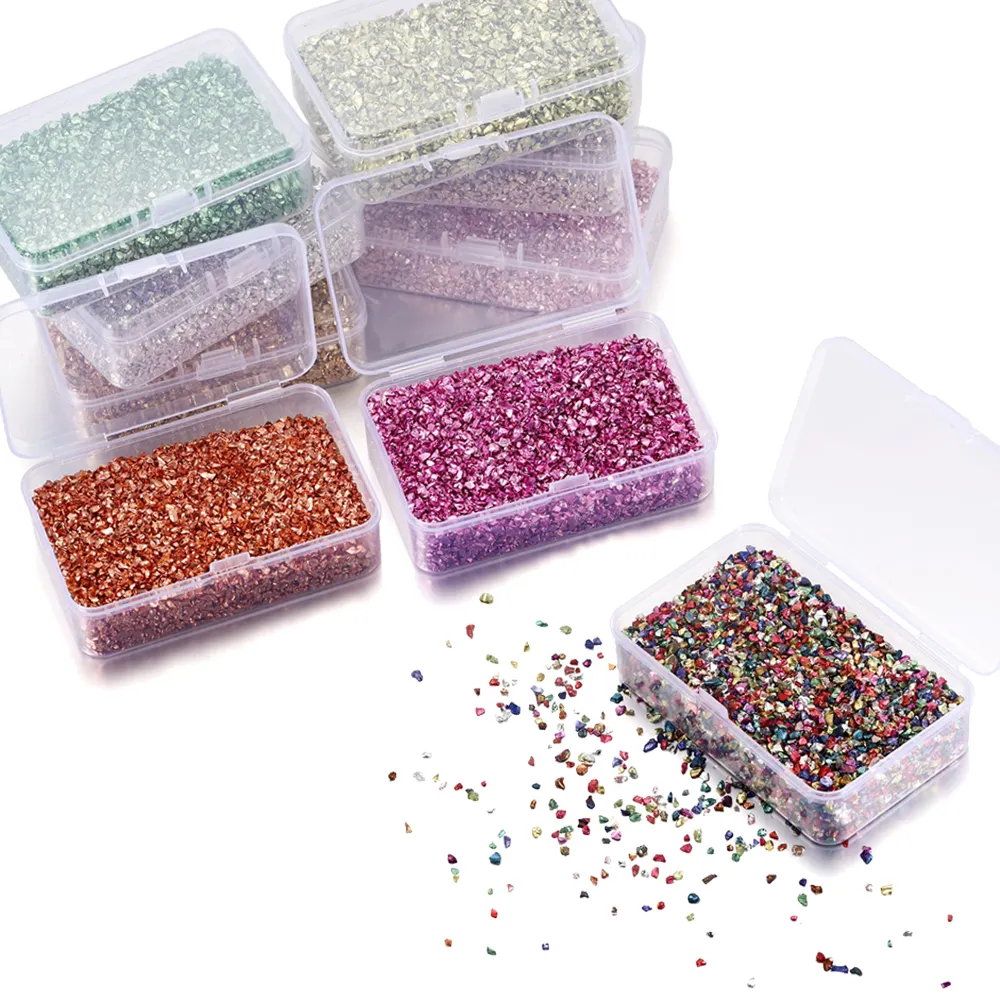 80g krossat glas oregelbundet metallchips glitter för nagelkonst hantverk diy vasfyllare epoxi harts mögel smycken gör dekoration