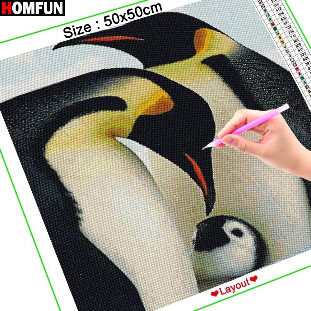 Homfun Full Square/Cround Drile 5D DIY Diamond Painting "Penguin Ice" 3D вышивая вышива