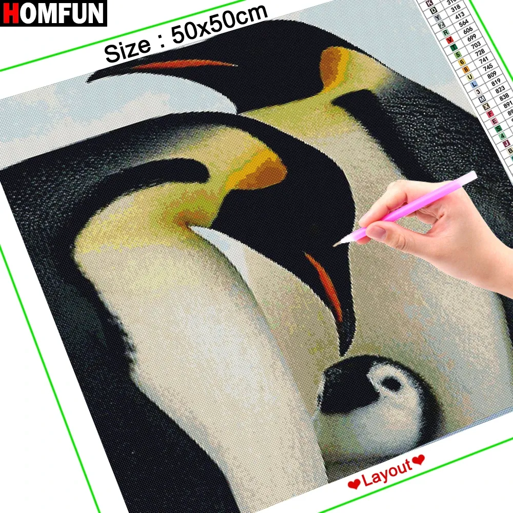 HOMFUN Pełny kwadrat/okrągłe wiertło 5d Diy Diamond „Penguin Ice” 3D haft haftowy szwu 5D Dekor