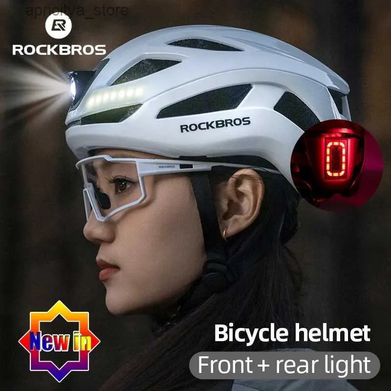 Cycling Helmets Rockbros Multifunctionele Mens Road Helmet Cycling MTB Bicyc Helm met waarschuwingslicht 3in1 Veiligheid 1800mAh RechargeAb Casco L48