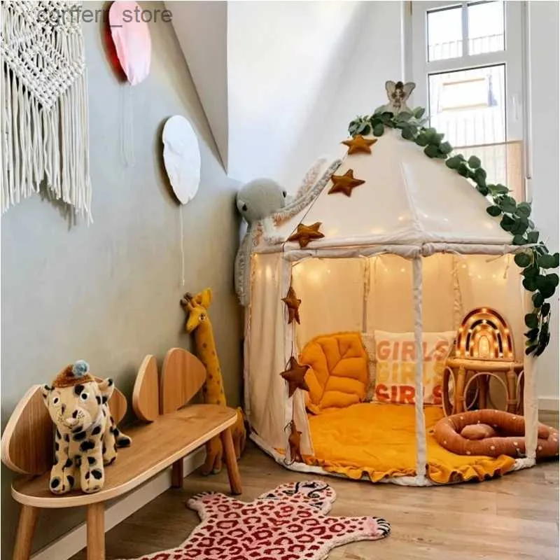 Leksak tält ins barns slott tält yurt canvas spel hus babys inomhus stora hus leksak hus läser hörn l410