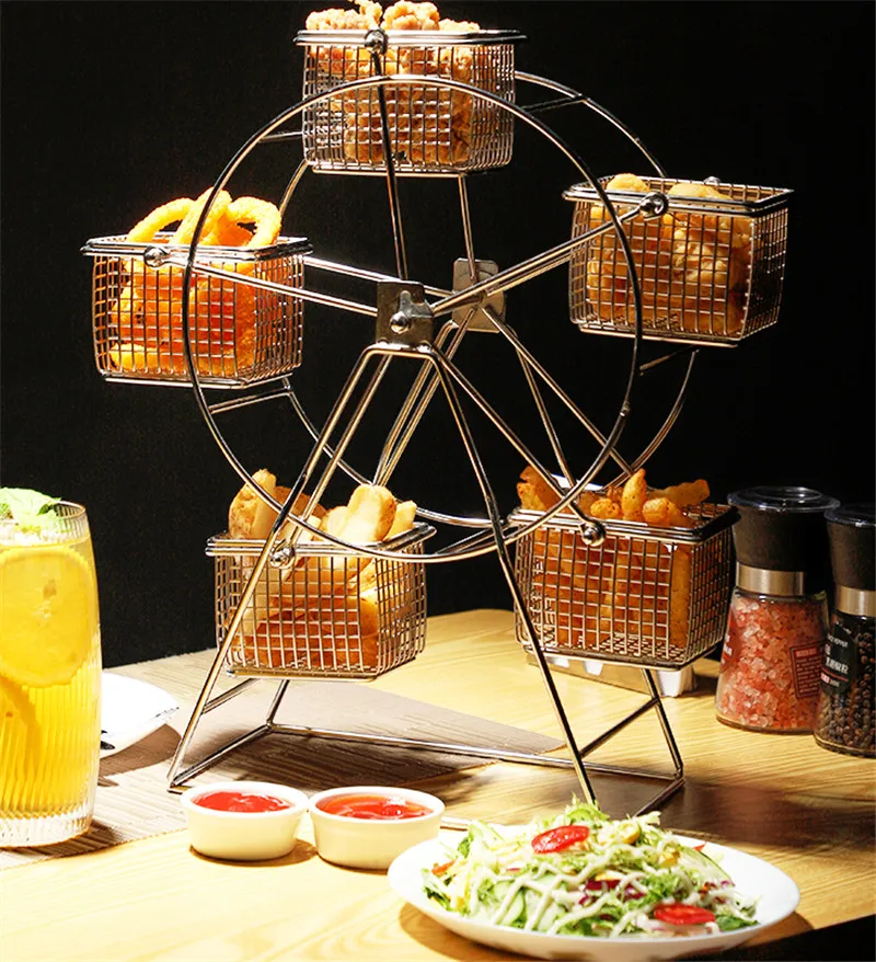 Rotatable Stainless Steel Snack Rack Round Food Holder for Fries ...