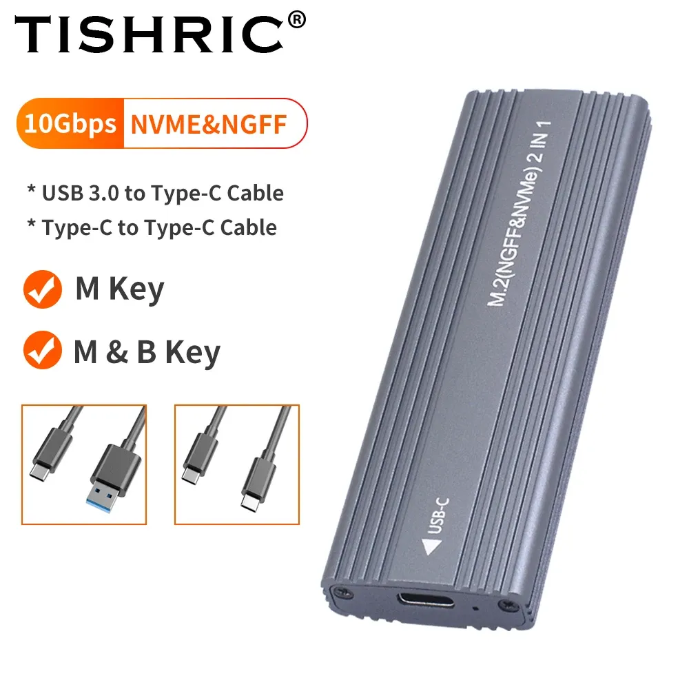 Behuizing Tishric M2 SSD Case NVME NGFF M.2 SSD Bekleding Sata harde schijf behuizing externe HD Case USB 3.1 Gen2 USB C harde schijfbox/Case