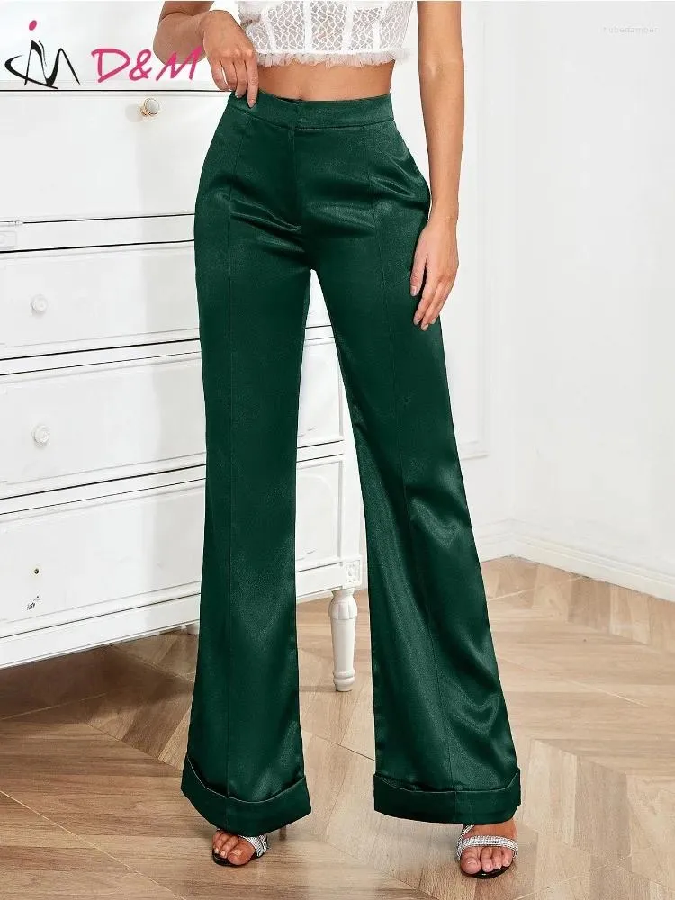 Damesbroek DM Autumnflare voor vrouwen die een elegante hoge taille slanke elastische mode dragen Sexy veelzijdige bell-bottoms