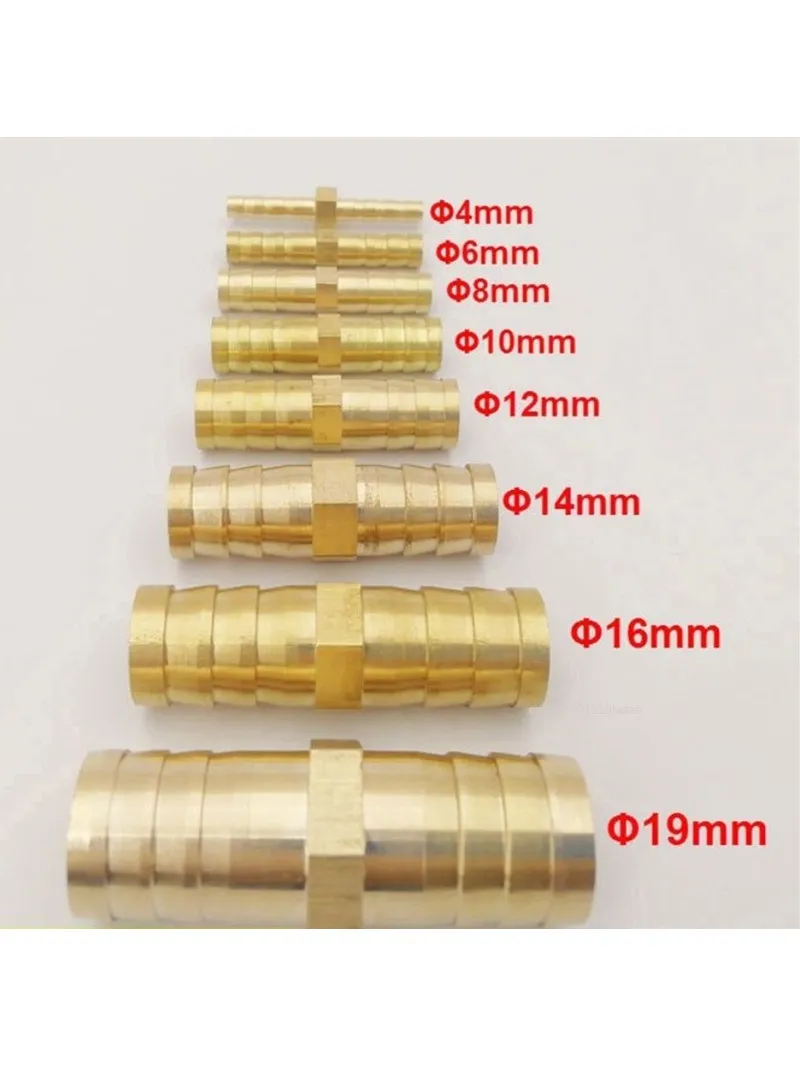 3 4 5 6 8 10 12 14 16 19 25 mm messing rechte slang buisfitting Equal Barb Water Pijp gewricht Gas Kopper Copper Connector Adapter