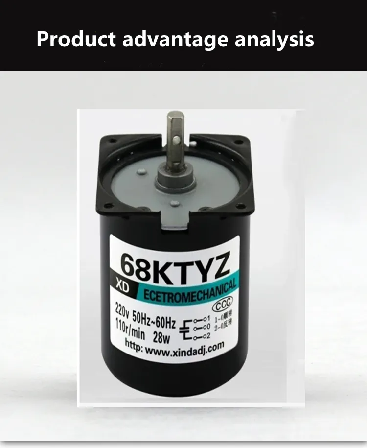 Motor síncrono AC 68ktyz com suporte 28W 220V 2,5 rpm-110 rpm eixo central Motor Motor Motor Permanente Motor