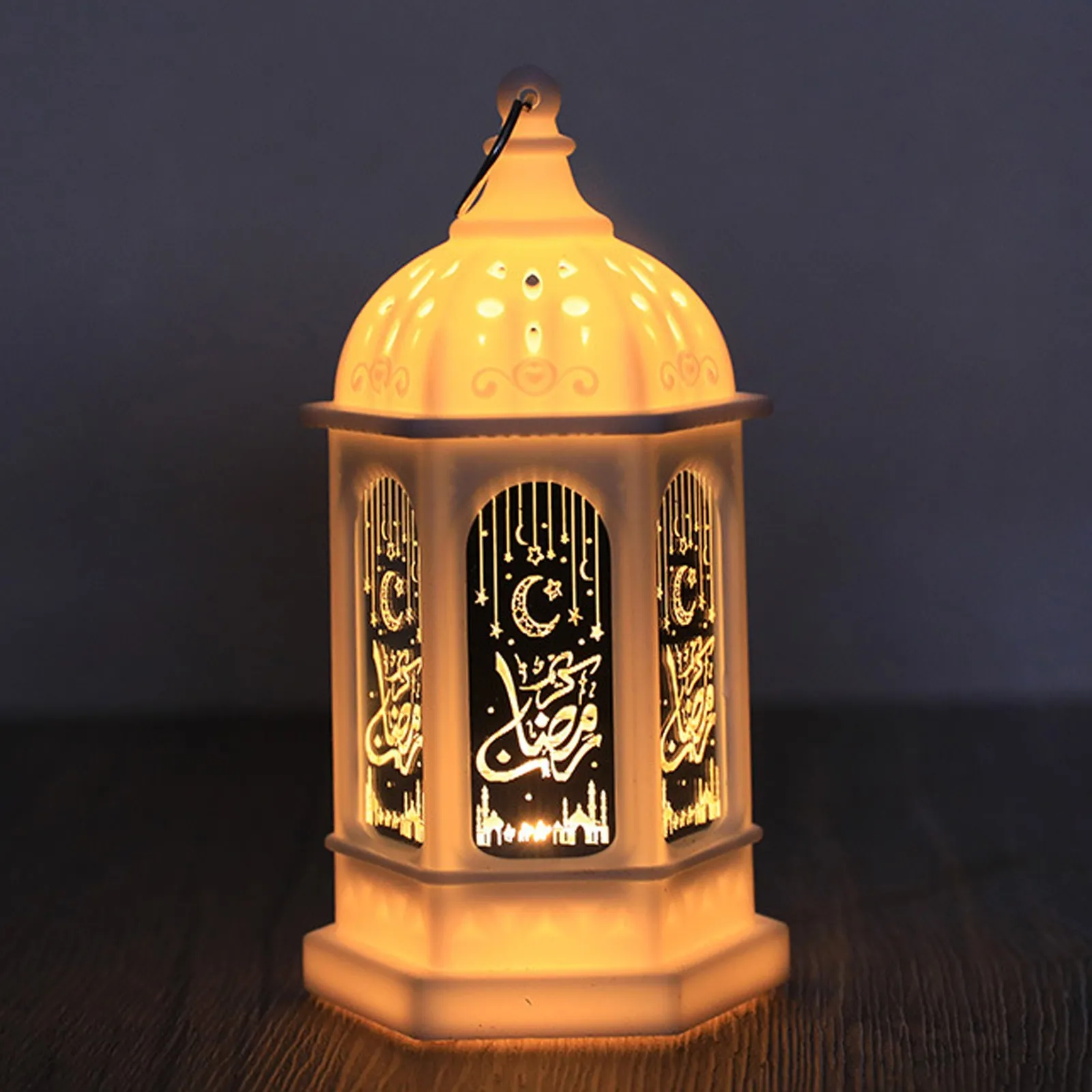 Ramadan Little Lantern Lamp Art Retro Eid Al-Fitr Festival Led Electronic Night Light Candle Holders Ornament Home Decoration