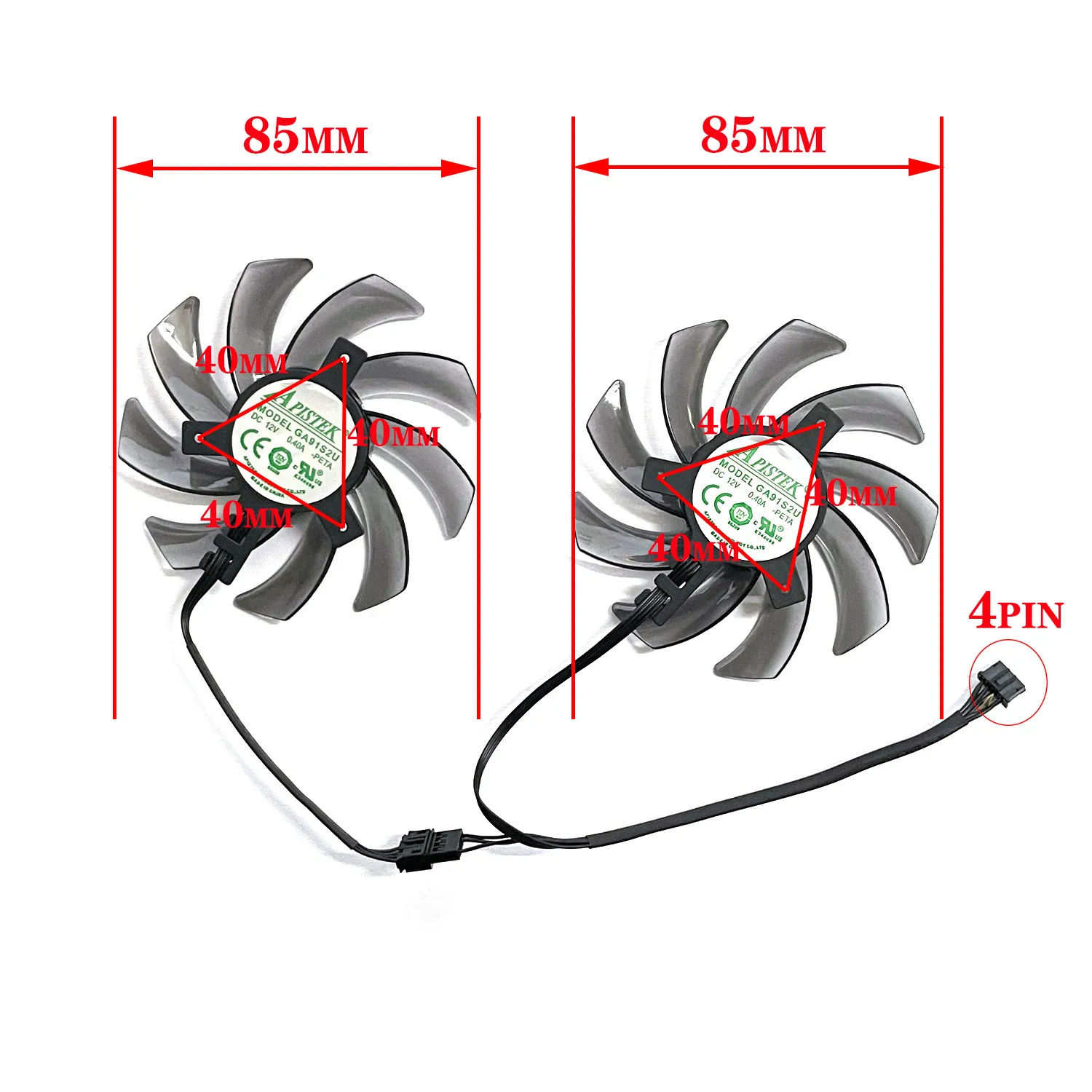 2pcs 85mm FDC10H12S9-C GA91S2U 4PIN für Tongde Geforce GTX 1070 TI 1070 1060 1080 GTX1060 Dual Graphics Card Cooling Lüfter