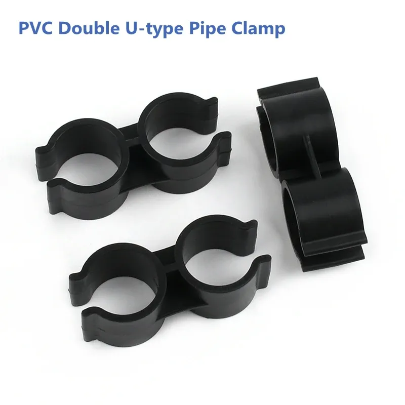 25mm I.D PVC Pipe Double Plastic Clamp Connector H Type Clamp Garden Home Water Tube Support Joint Aquarium Fish Tank Fittings