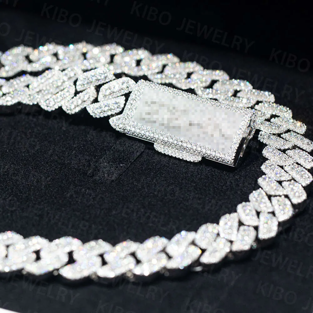 Modeschmuck Neues maßgeschneidert 18 mm 22 Zoll 925 Silber vereisert D -Farbe Moissanit Diamond Kette für Männer