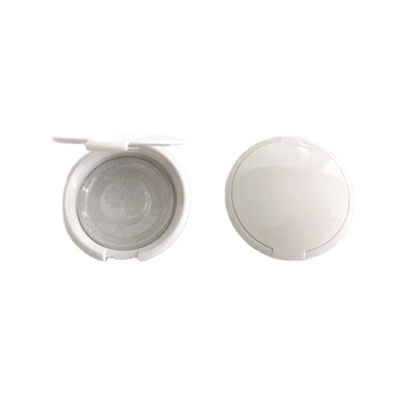 Empty Eyelash Holder Round White Pressed Blush Compact Powder Case Lashes Storage Single False Eyelash Packaging Box 