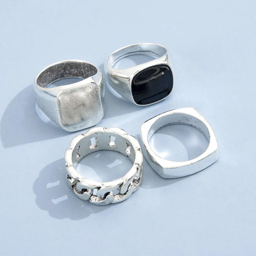 Hip Hop Ring Ring Mens Trendy Punk Style Alloy European and Korean Set Oil Dripping Non Fading Jewelry