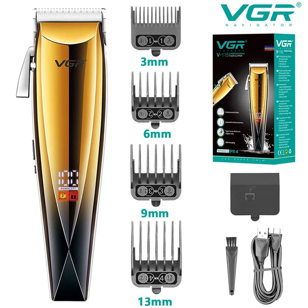 Trimmers VGRヘアクリッパーオイルヘッドカービング防水電気ヘアクリッパーLCDデジタルディスプレイ世帯プロフェッショナルハイパワープッシャー