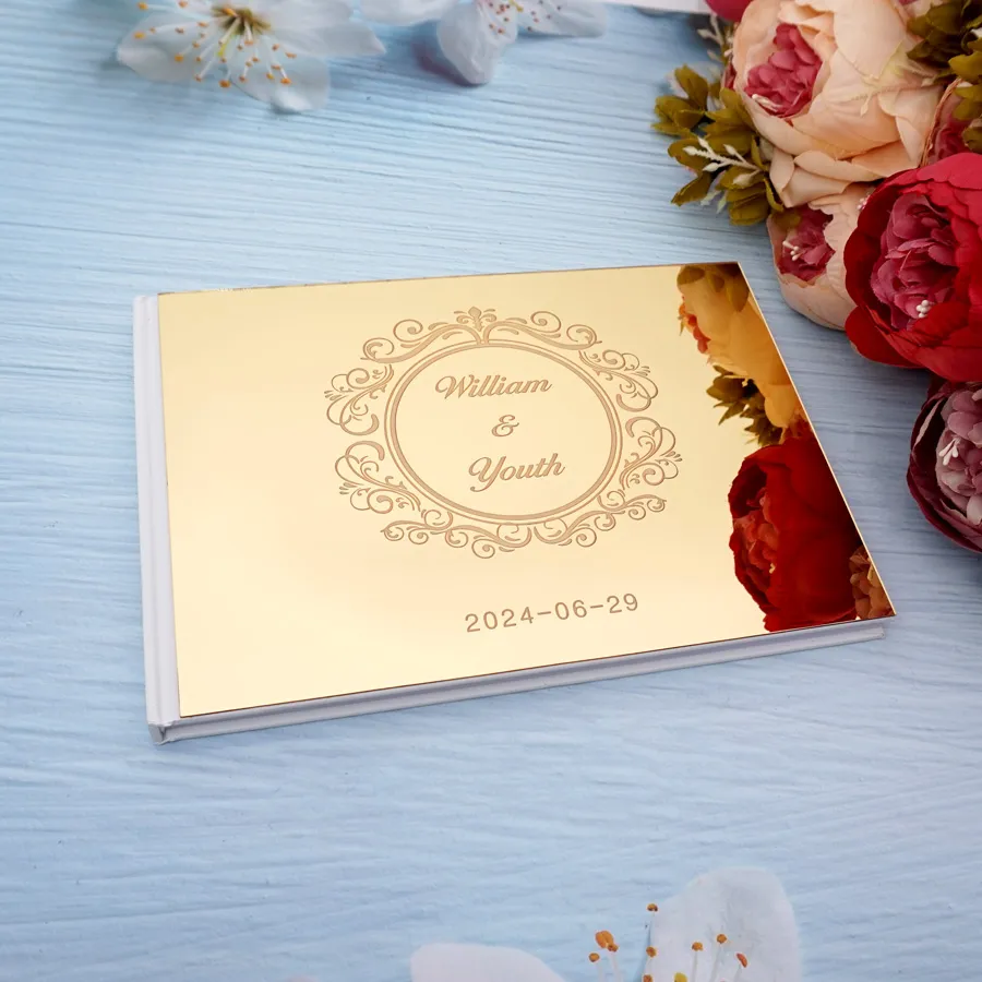 Personnalisé d'anniversaire cadeau de mariage livre d'hôtes personnalisé livre de mariage pour signer pour les invités Baptême Mariage Décoration