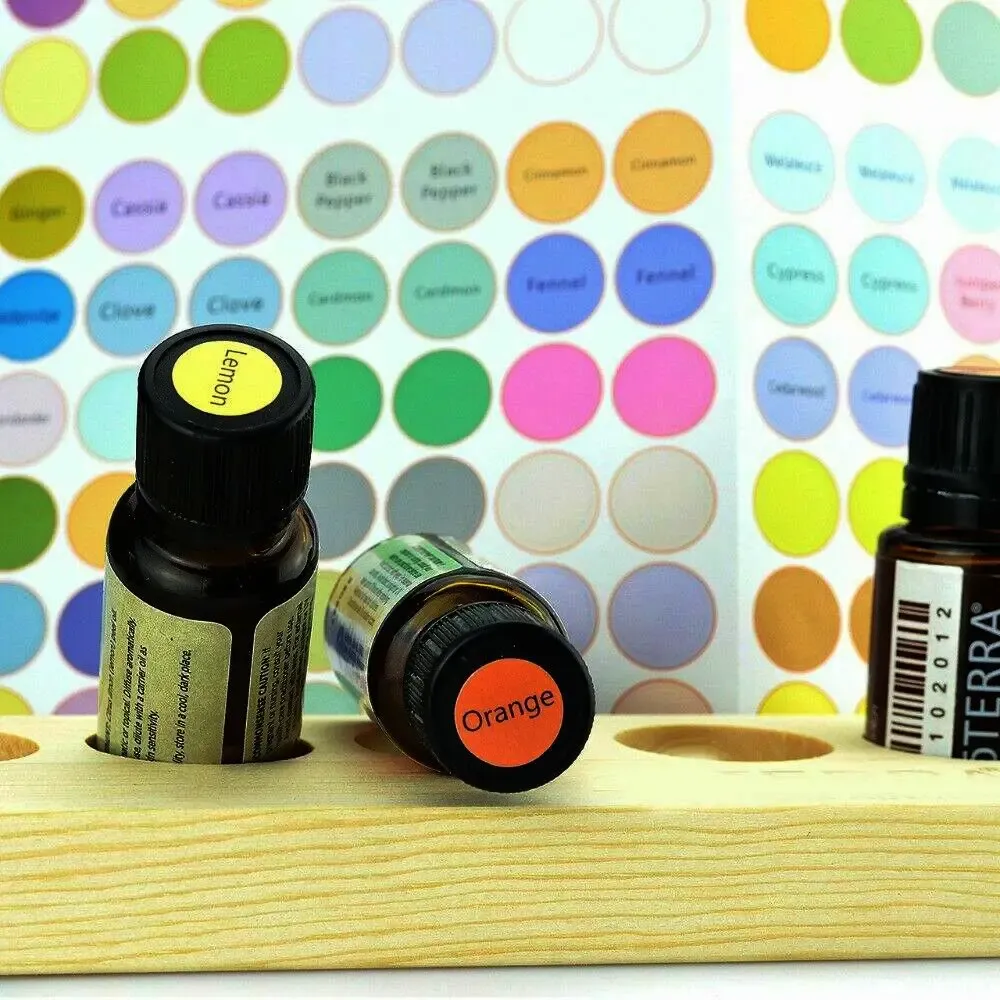 192 st/ark praktiska färgglada pappersklistermärken Etiketter för glas eteriska oljeflaskor mössa LID Etiketter tomma runda cirklar klistermärke