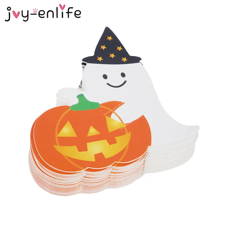 50pcs Cute Ghost Pumpkin Style DIY Halloween Gift Candy Decorations Paper Cards Lollipop Cards Halloween Party Decorations