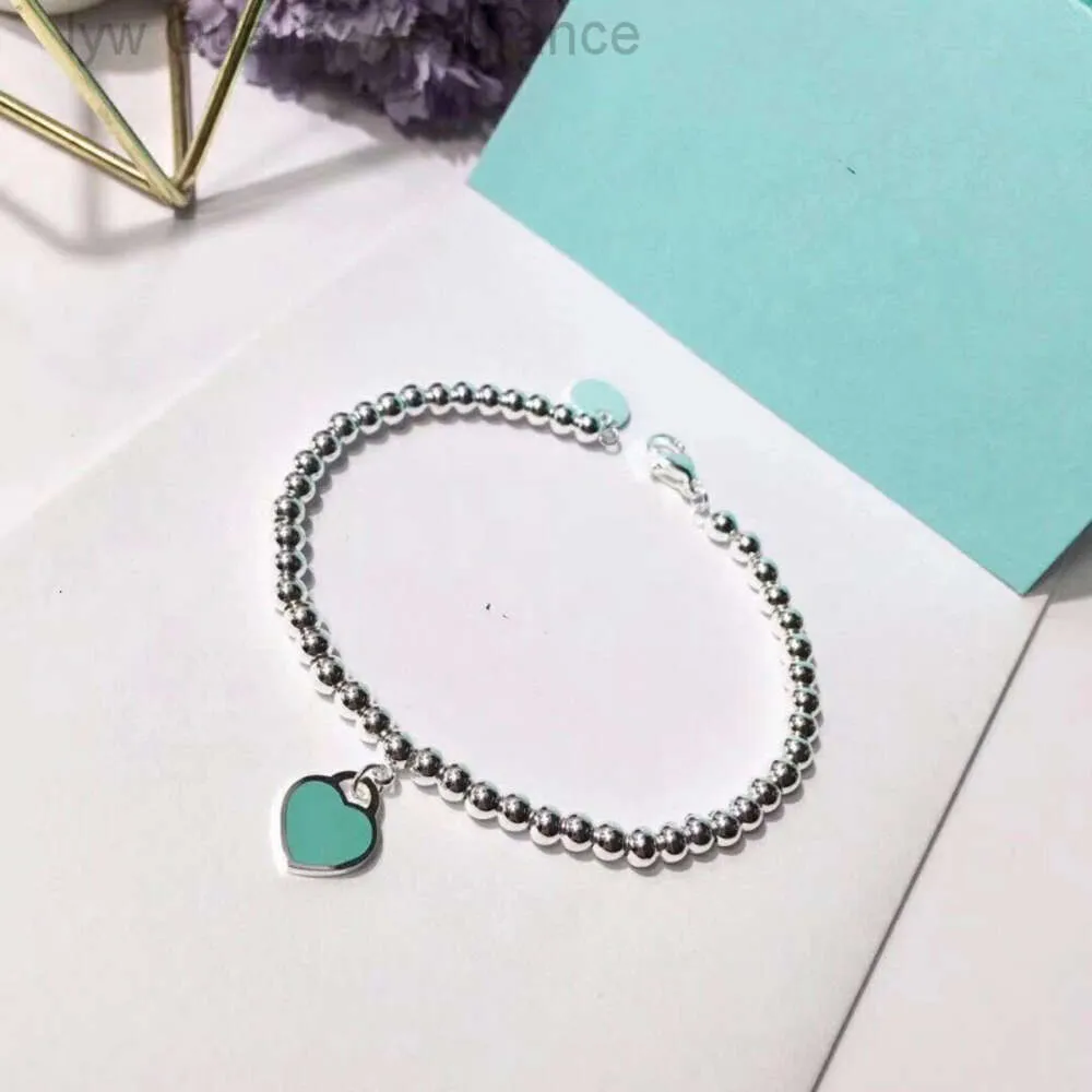 Designer Tiffanybracelet Heart Armband Luxury Jewely Woman Armband 925 Love Emamel T Family Pure Silver Round Bead Armband med en hjärtformad klassisk highend