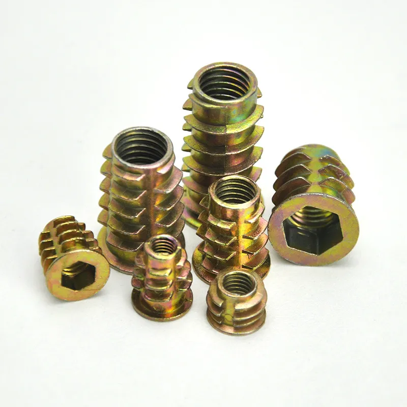 Zinc Alloy Threaded Inserts for Wood, Flanged Hex Drive Head Furniture ...