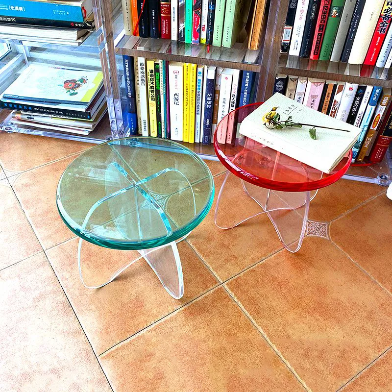 Transparent Acrylic Furniture Round Stool Porch Shoe Changing Stool Nordic Living Room Chair Mobile Seat Crystal Chair Footstool