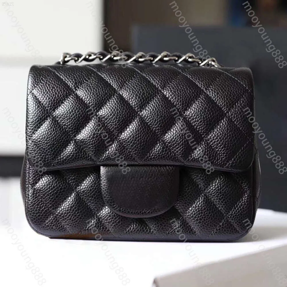 10A Laagkwaliteit Mini Square Flap Bag Designers Dames Echt lederen Caviar Lambskin Classic Black Purse Hangbags Crossbody Schouder Gold Chain Box