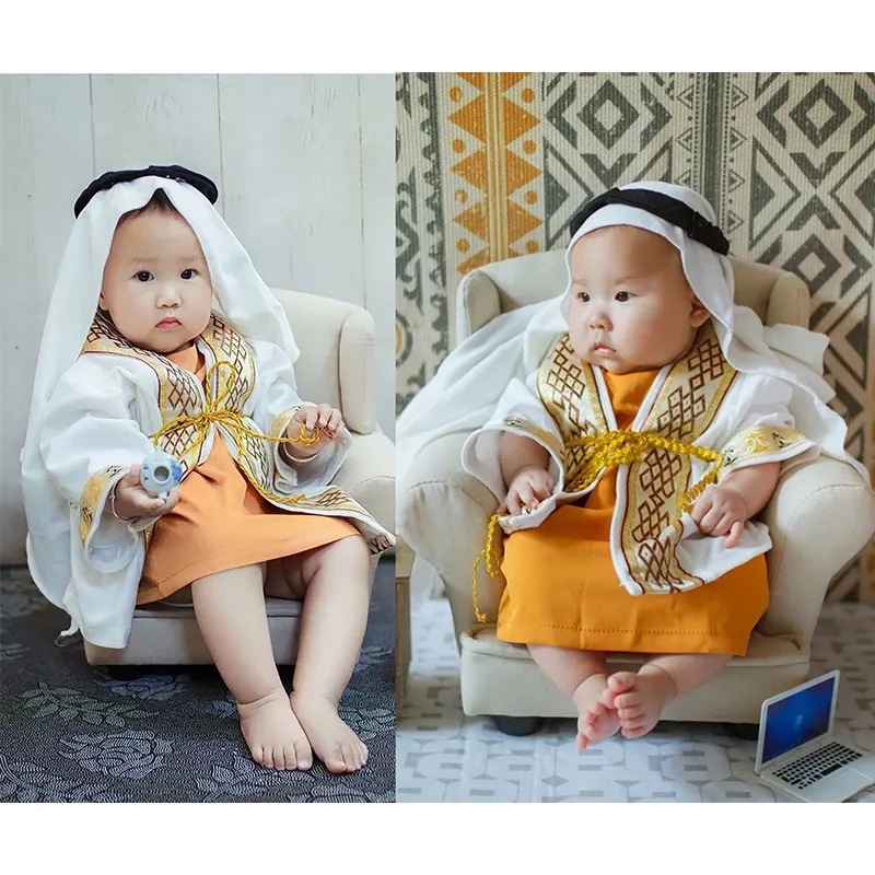 Arabian Robe Baby Infant Photography Odzież Ostroją stroje muzułmańską szalik głowa szata 3PCS/SET Toddler Souvenir Pictures Photo Props