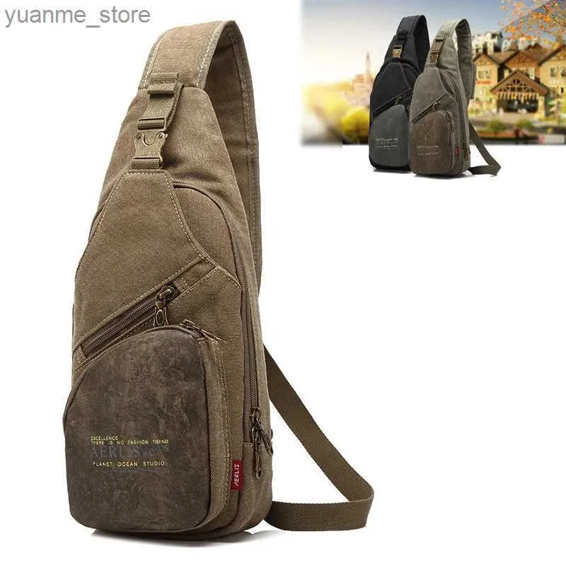 Sport Bags Leisure mens luggage business shoulder bag messenger bag vintage canvas fashionable waist bag outdoor sports brand shoulder bag Y240410