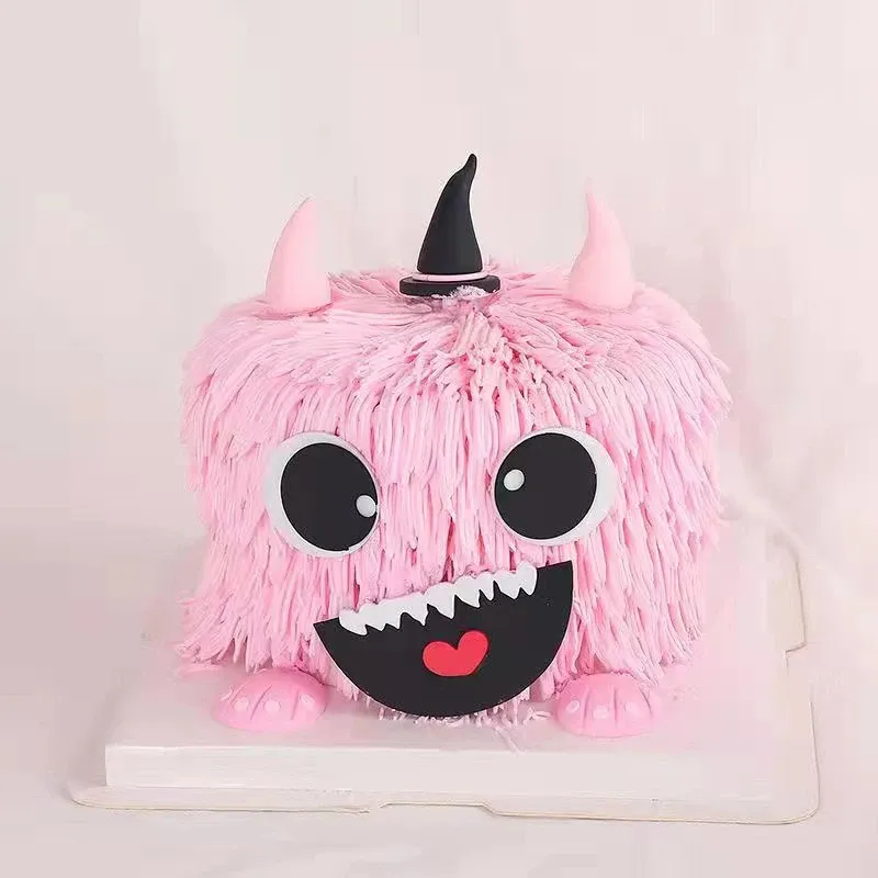 Halloween gâteau topper mignon monster gâteau drapeaux noirs joyeux anniversaire baby shower mariage fête de cuisson décor