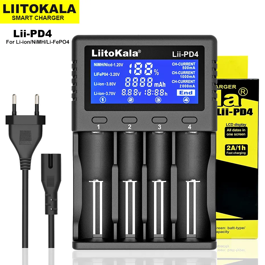 Liitokala LII-S8 LII-M4S LII-600 LII-PD4 18650 Laddare LCD Display Universal Smart Charger för 26650 18650 21700 18500 AA AAA