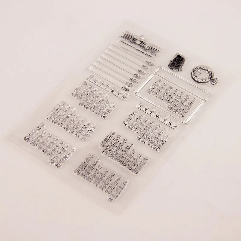 Kalender Clear Silicone Stamp Journal Month Week Time Plan Gummistämpel för scrapbooking stationer Diy Craft Standard Stamp