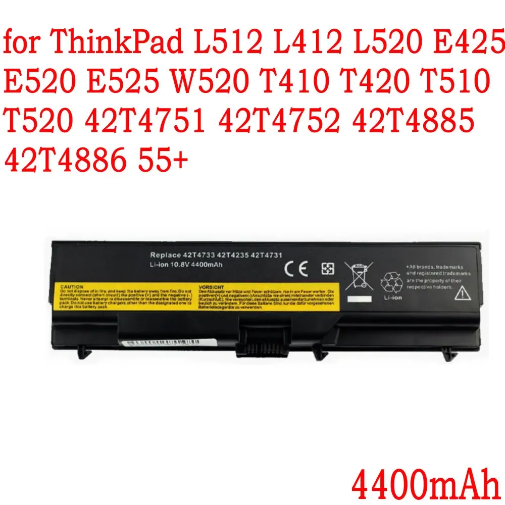 Batteries Batterie d'ordinateur portable pour ThinkPad L512 L412 L520 E425 E520 E525 W520 T410 T420 T510 T520 42T4751 42T4752 42T4885 42T4886 55+