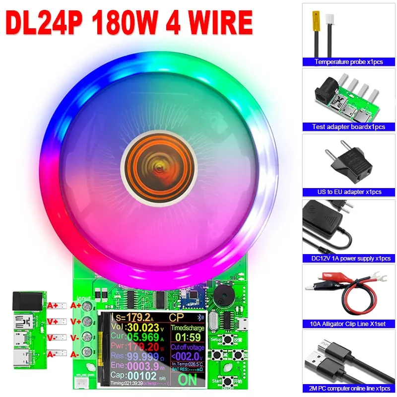 DL24/P Färg 2.4 "App DC USB Tester Elektronisk belastning 18650 Batterikapacitet Monitor Utladdningsavgift Power Meter Supply Checker