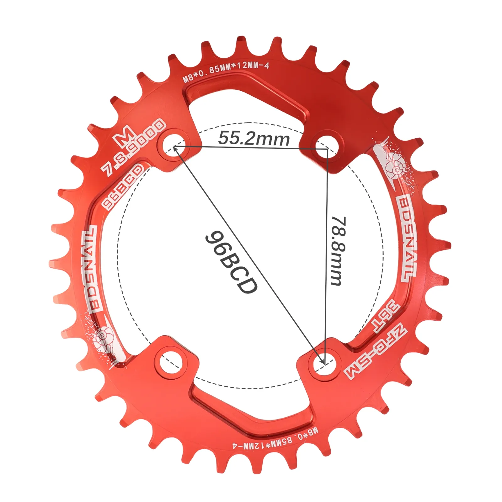 Corrente de caracol oval para Shimano M7000 M8000 M9000 30T 32T 34T 36T 38T 96 BCD Ciclismo MTB Placa de dente da roda de bicicleta 96bcd