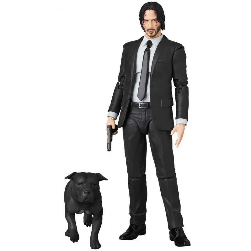 MAFEX 085 개와 함께 John Wick PVC 수집 가능한 조인트 이동 가능한 액션 그림 장난감 240326