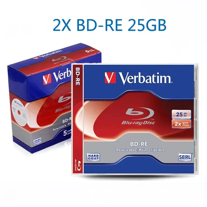 Disks Verbatim BluRay Disc BDRE 25GB 2X BDRE Blank Bluray Disks Dual Layer Rewritable 5pack