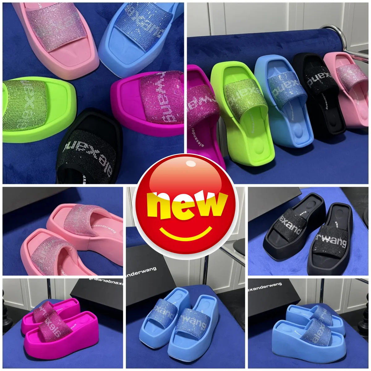 Tasarımcı Sandalet Terlik Lüks Kadın Velvet Malzeme Rhinestone Velcro Bant Parti Odası Gai Platform Slip-On Boyut 35-42 10cm Moda Seyahat Yeşil Siyah Sandal