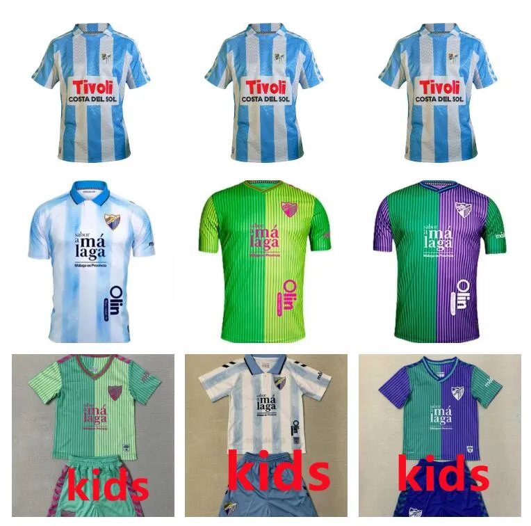 23 24 25 Malaga Soccer Jerseys Malaga 2023 2024 2025 Camiseta de Futbol K. Bare Casas Juanpi Adrian CF Football Shirt Jairo Juankar Juande Luis Munoz Rivas Men Kids Kit Kit Kit Kit Kit